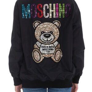 Moschino women’s Swarovski crystal teddy bear bomber jacket NWT
